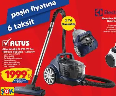 ALTUS AL 606 ST 890 W TOZ TORBASIZ SÜPÜRGE - LACİVERT